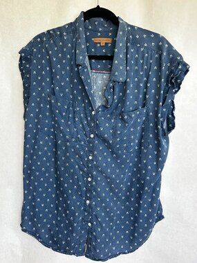 Jack’s Girlfriend Blue Leaf Print Button-Down Shirt XL